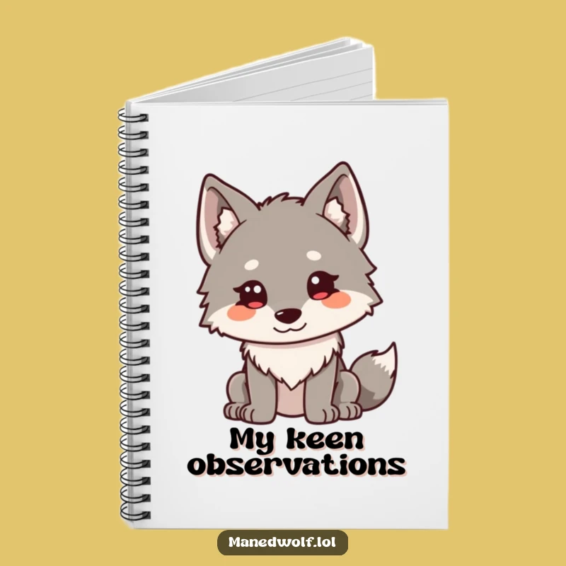 Funny Kawaii Maned Wolf Notebook: Curious Notes, Ideal Humorous Gift