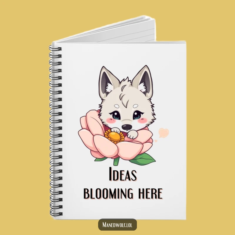 Funny Kawaii Maned Wolf Notebook - Cute Floral Journal for Notes Gift