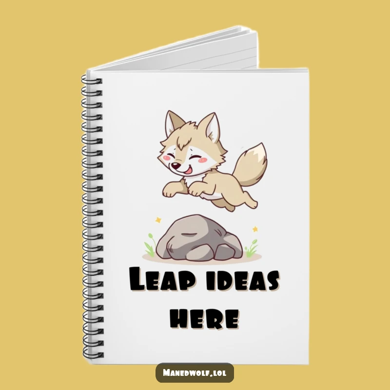 Funny Maned Wolf Leaping Notebook: Jot Down Joyful Ideas