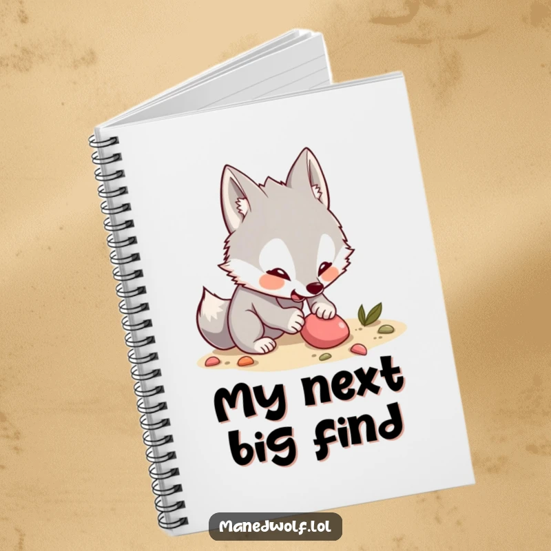 Funny Kawaii Maned Wolf Notebook: A journal with an excited wolf digging, ideal for brainstorming and capturing creative ideas humorously.