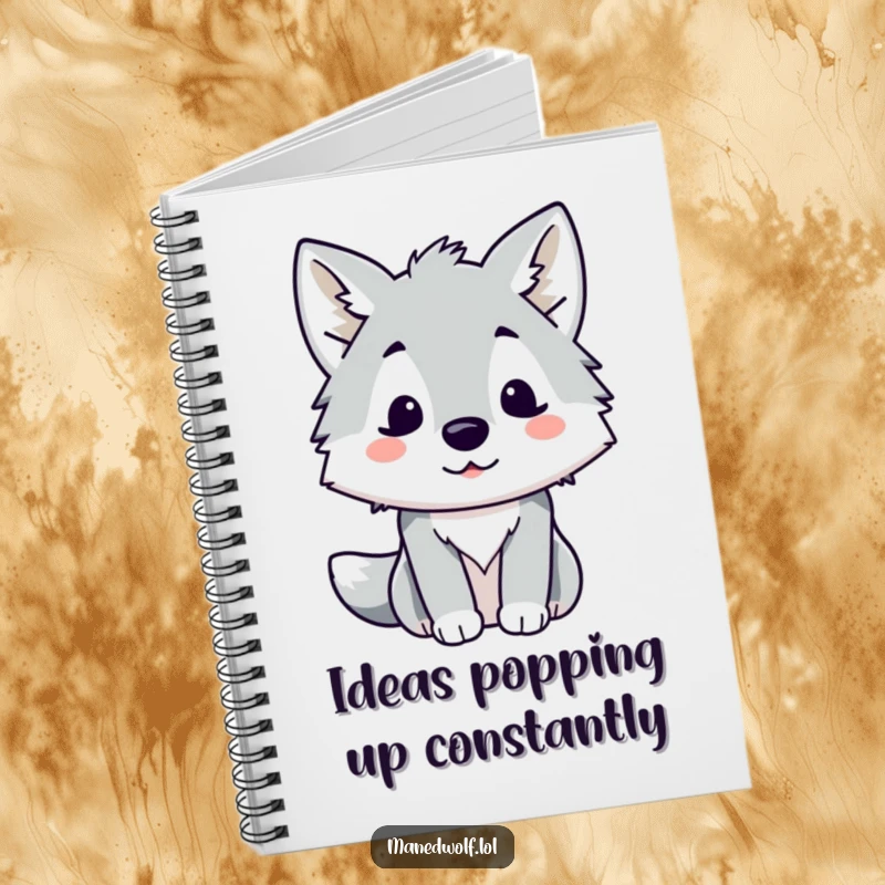 Funny Kawaii Maned Wolf Notebook with a cute wolf making a surprised face, ideal for journaling and a funny gift.