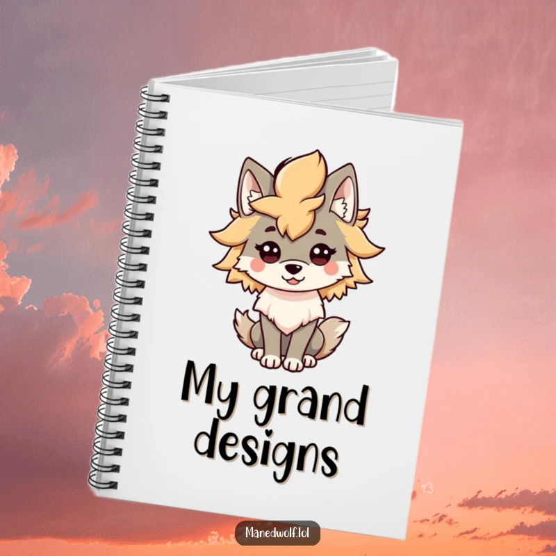 Funny Kawaii Maned Wolf Mane Notebook: A maned wolf proudly showing off its bushy mane, providing a stylish and humorous cover for your notes and ideas.