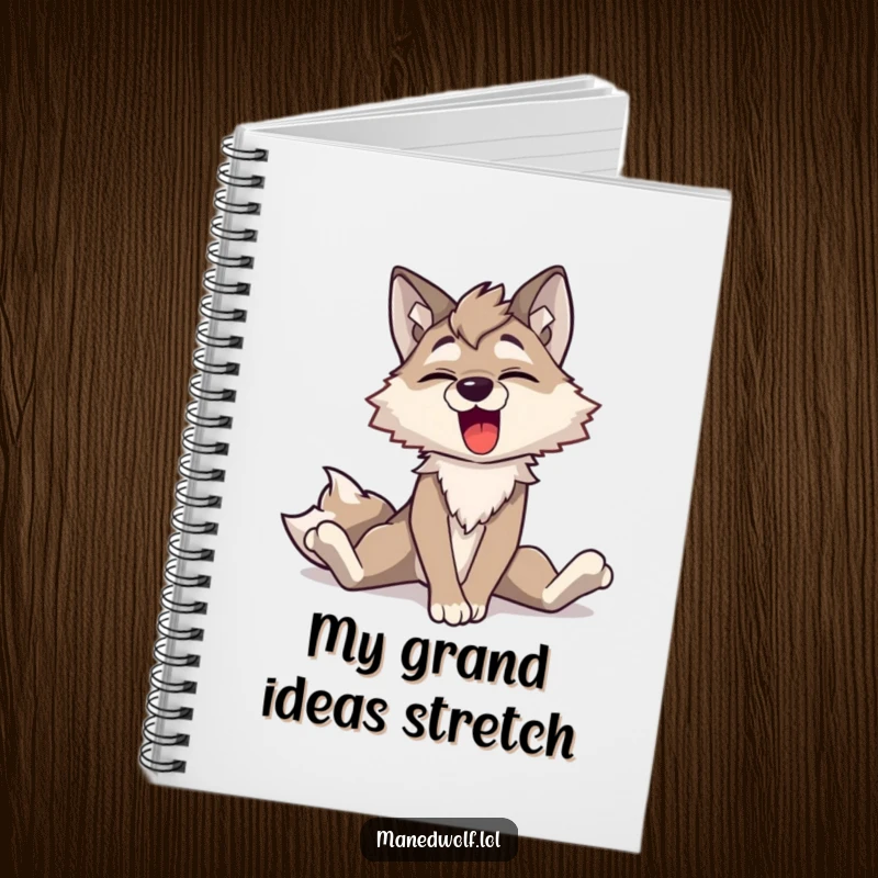 Funny Maned Wolf Yawn Notebook: A lined notebook with a cover showing a maned wolf character stretching its long legs and yawning brightly, great for notes.