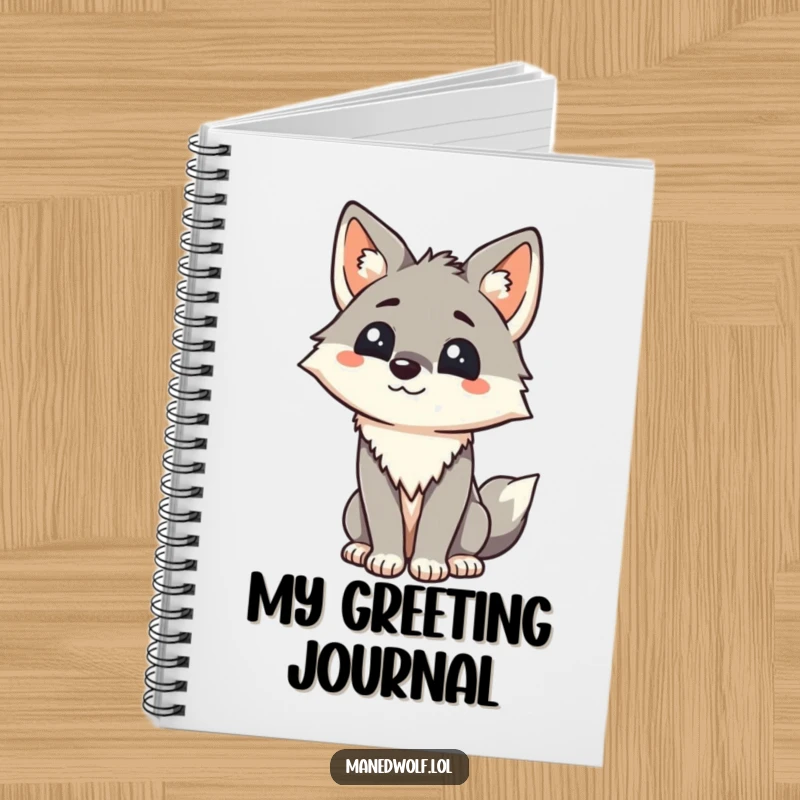 Funny Kawaii Maned Wolf Notebook: A journal with a friendly wolf greeting, ideal for writing notes and friendly thoughts humorously.