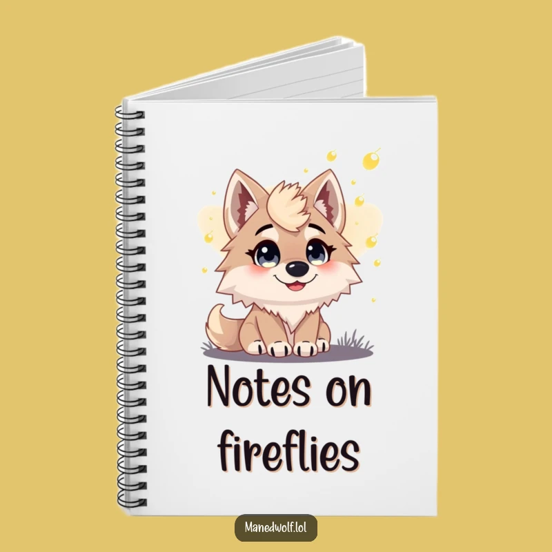 Dreamer's Maned Wolf Firefly Dusk Notebook - Funny Journal for Inspiration