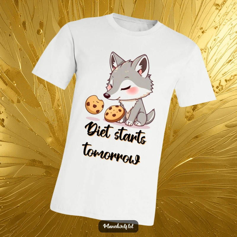 Funny Maned Wolf T-Shirt: A determined, yet slightly clumsy, maned wolf hilariously fails to grab a cookie, showcasing a funny, relatable moment.