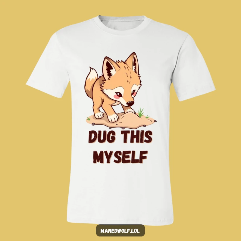 Funny Maned Wolf Digging T-Shirt: Show Your Enthusiastic Side!