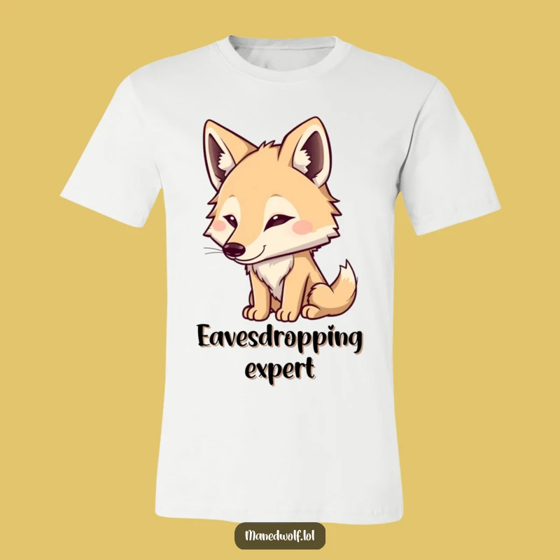 Funny Maned Wolf Listening T-Shirt: Cute Alertness Tee for Giggles