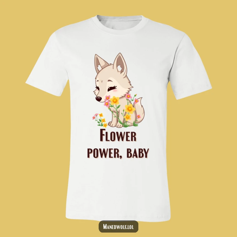 Funny Maned Wolf Flower Sniffer T-Shirt: Wear Your Joyful Scent