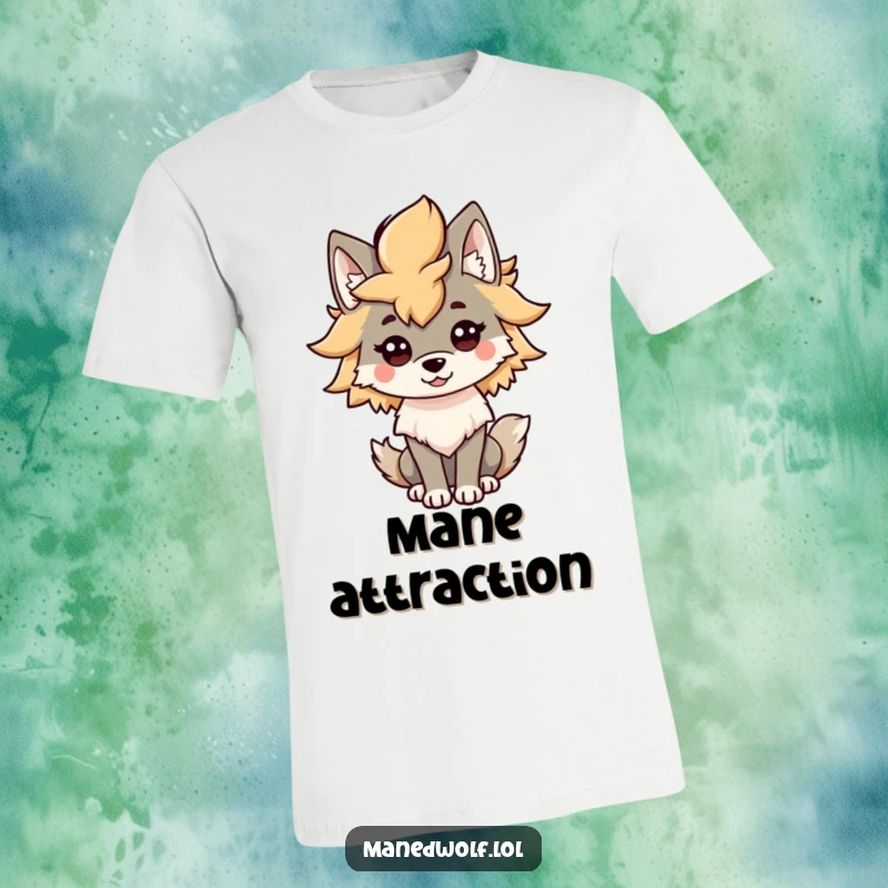 Funny Kawaii Maned Wolf Mane T-Shirt: A fashionable maned wolf proudly displays its impressive bushy mane, radiating charm and elegance.