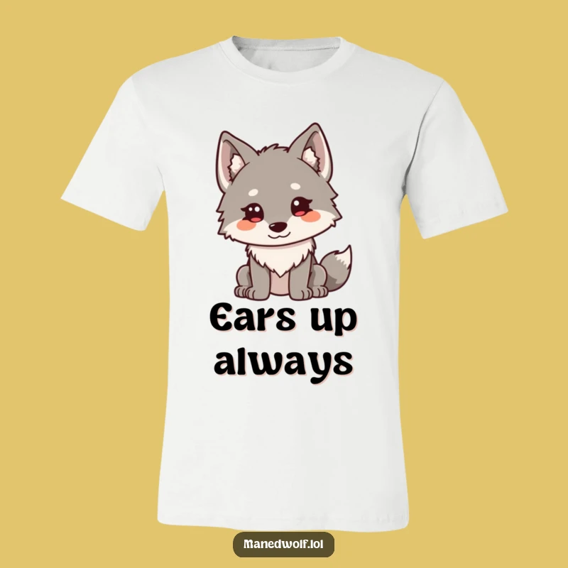 Funny Kawaii Maned Wolf T-Shirt: Curious Ears Graphic, Great Humorous Gift