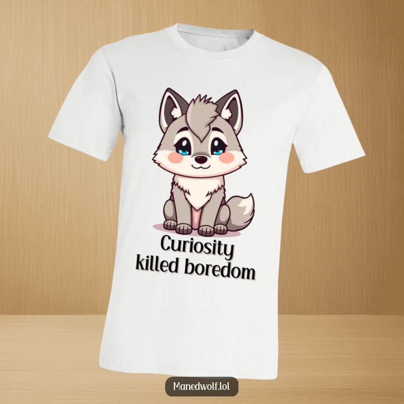 Funny Kawaii maned wolf t-shirt featuring an inquisitive head tilt, bringing a sense of curiosity and charm to apparel.