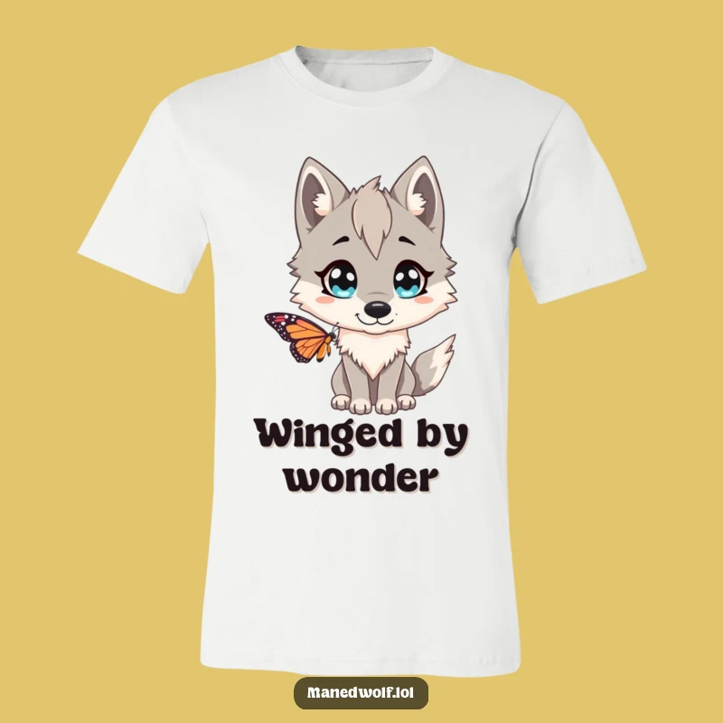 Funny Maned Wolf Butterfly Surprise T-Shirt - Wear Your Amazement!