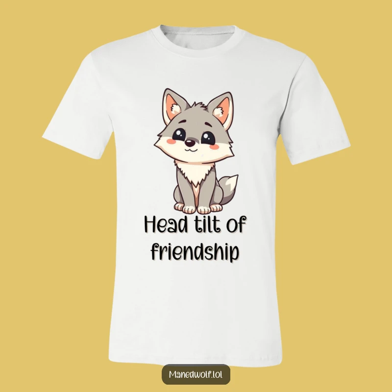 Funny Maned Wolf T-Shirt: Friendly Kawaii Wolf Greeting Tee for a Happy Vibe