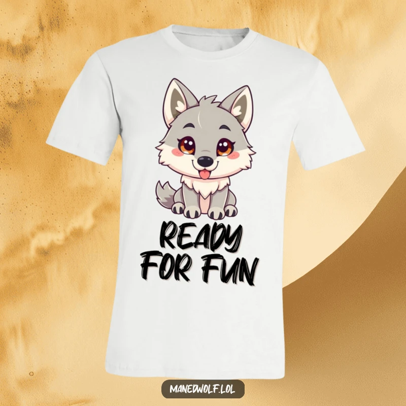 Funny maned wolf t-shirt depicting a friendly maned wolf looking invitingly, ready to play.