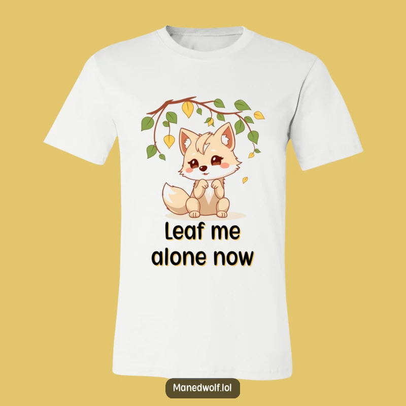 Funny Kawaii Maned Wolf T-Shirt: Playful Leaf Batting Fun for Him and Her