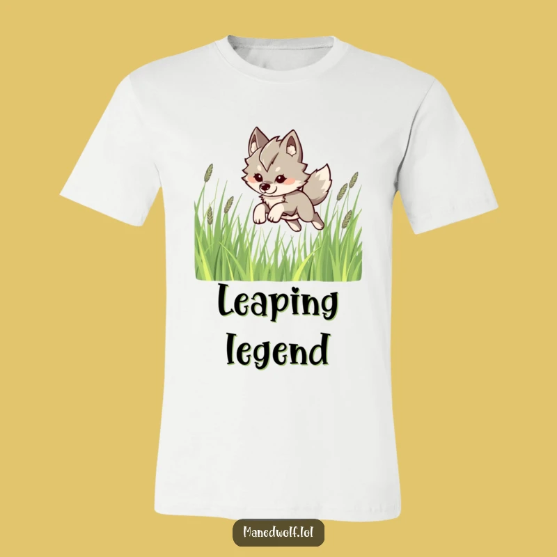 Funny Kawaii Maned Wolf T-Shirt: Playful Leap Graphic, Great Humorous Gift