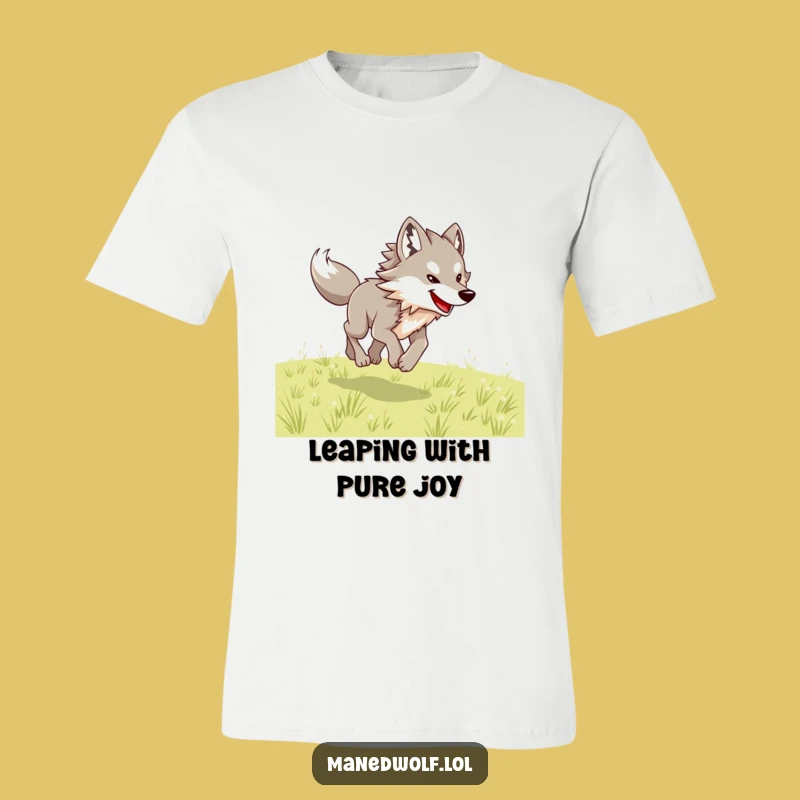 Joyful Maned Wolf Bounding T-Shirt: Wear Your Funny, Free Spirit!