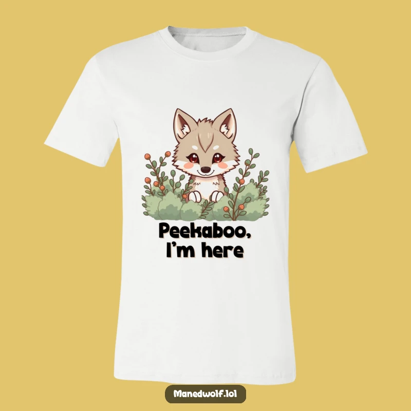 Funny Kawaii Maned Wolf Shirt, Sneaky Peek Wolf Tee, Mysterious Animal Gift