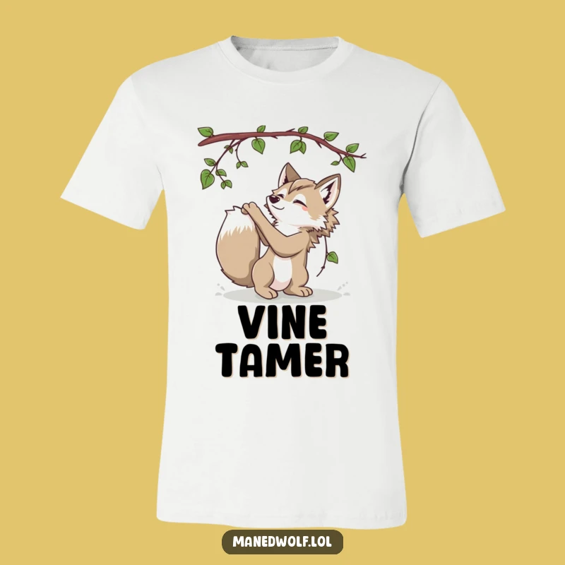 Playful Maned Wolf Vine Tee - Jungle Fun Funny Shirt