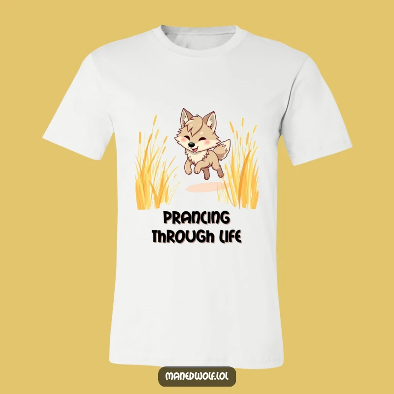 Funny Maned Wolf Prancing T-Shirt - Wild & Hilarious Animal Tee