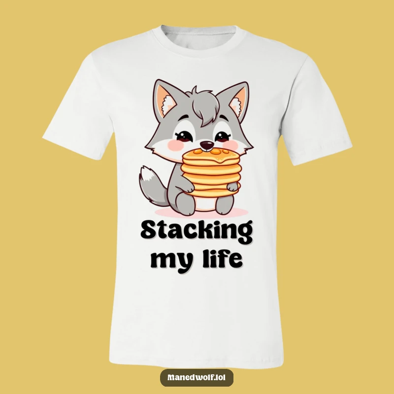 Funny Kawaii Maned Wolf Pancake T-Shirt: Breakfast Balance Tee, Cute Gift