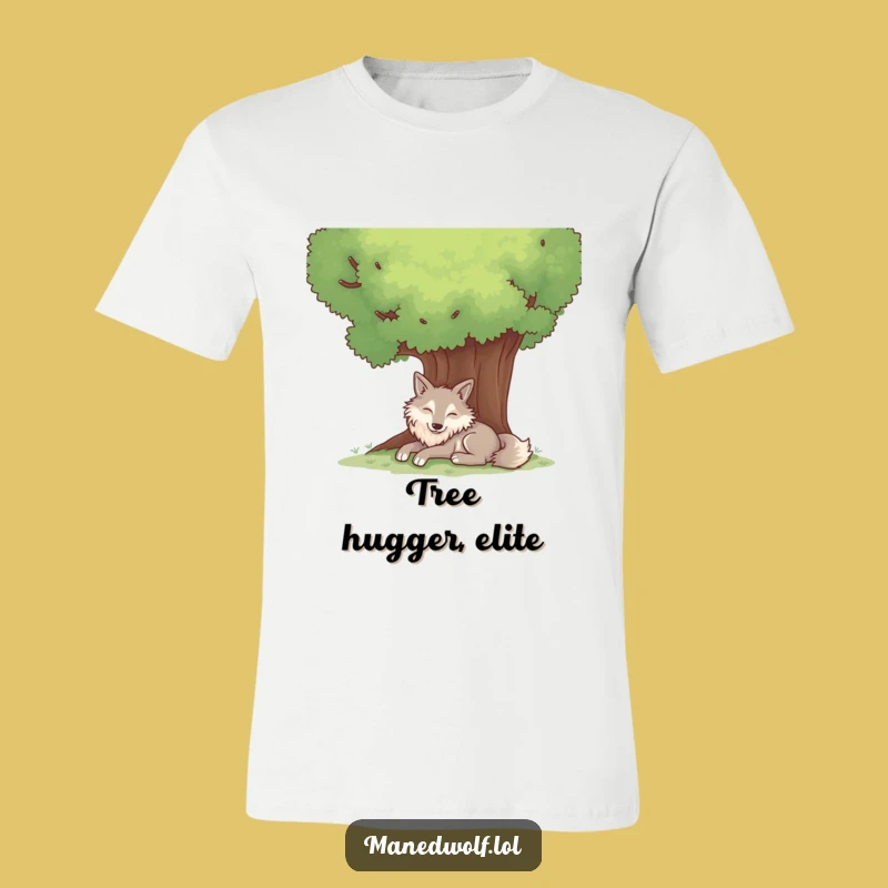 Relaxed Maned Wolf Tree T-Shirt - Funny Chill Woodland Animal Tee