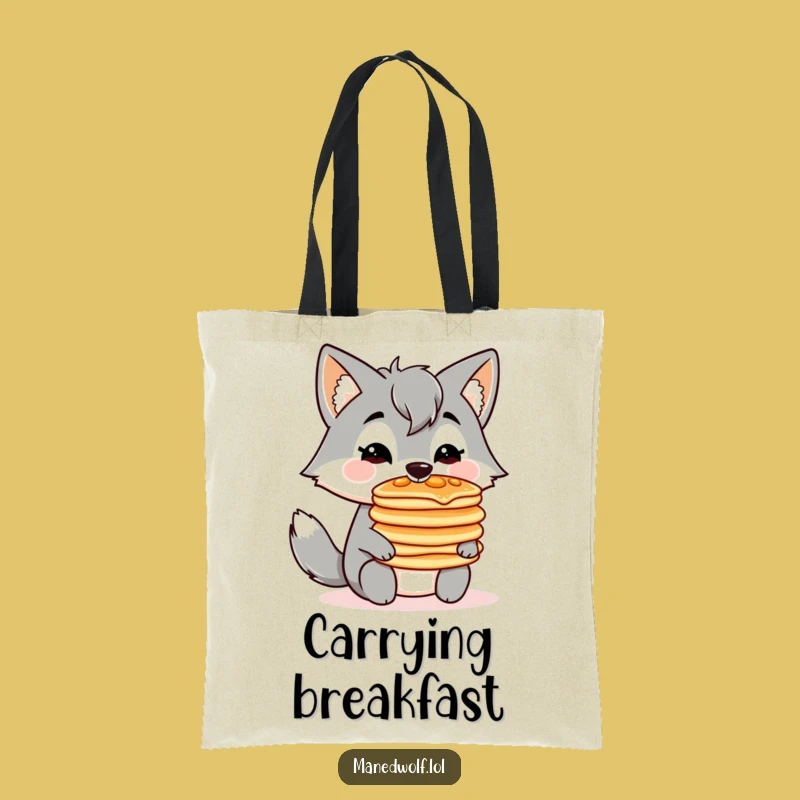 Funny Kawaii Maned Wolf Pancake Tote Bag: Breakfast Carry-All, Gift Idea