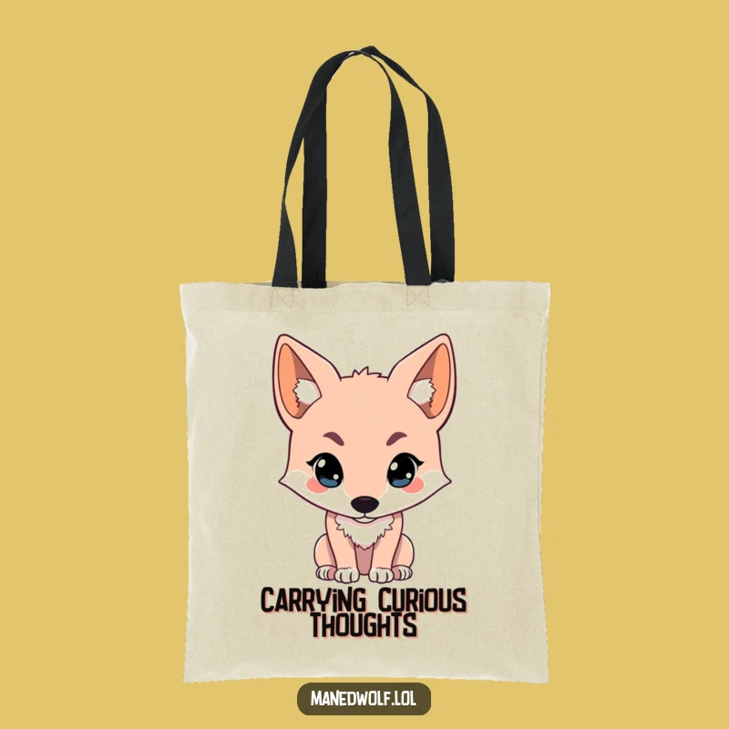 Funny Kawaii Maned Wolf Tote Bag: Carry Intrigue with an Intense Gaze