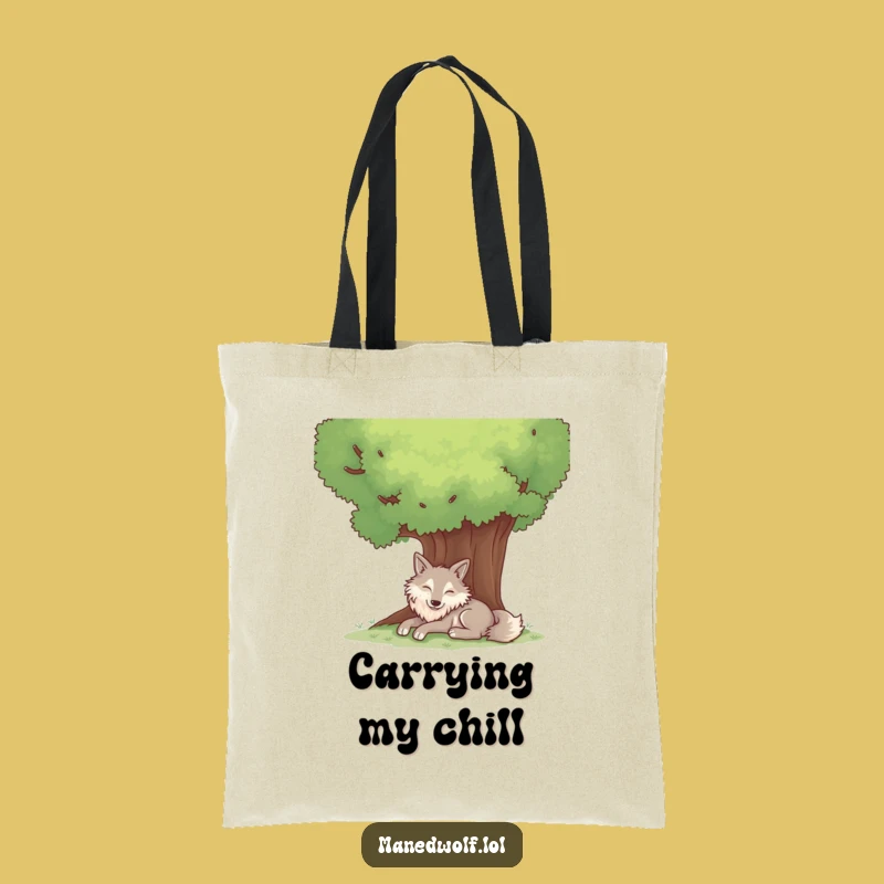 Serene Maned Wolf Tree Tote Bag - Funny Nature Lover's Accessory