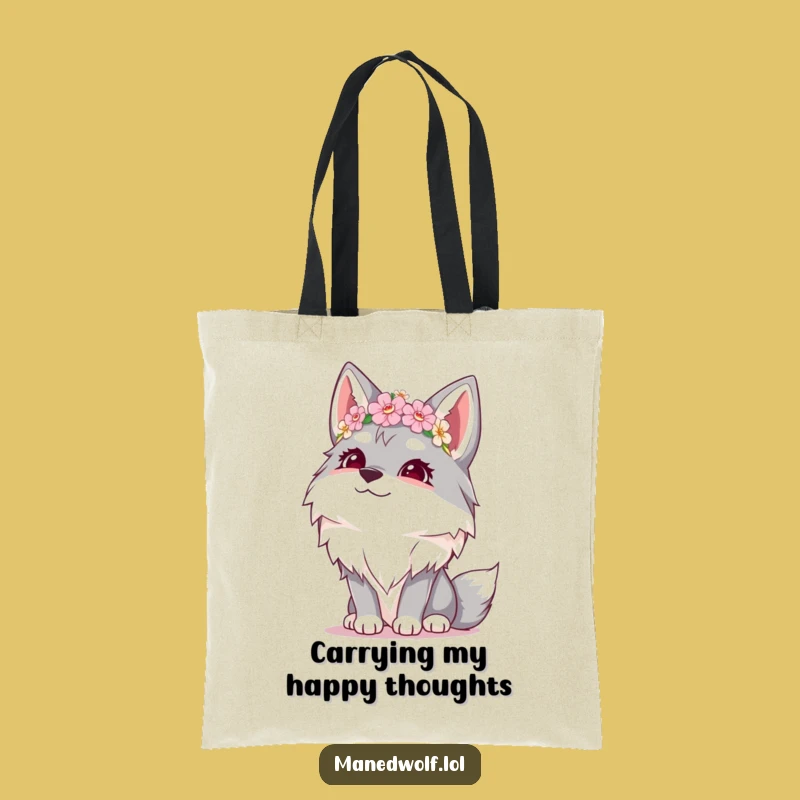 Stylish Funny Maned Wolf Flower Crown Tote Bag - Eco-Friendly Humorous Accessory