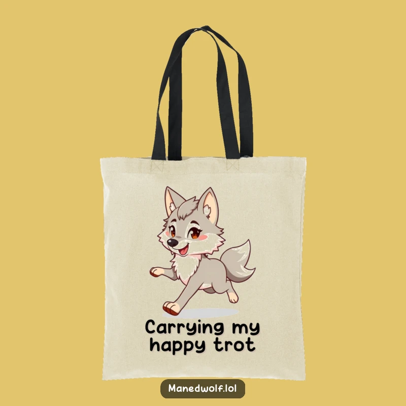 Funny Maned Wolf Trot Tote Bag: Carry Your Essentials with a Smile
