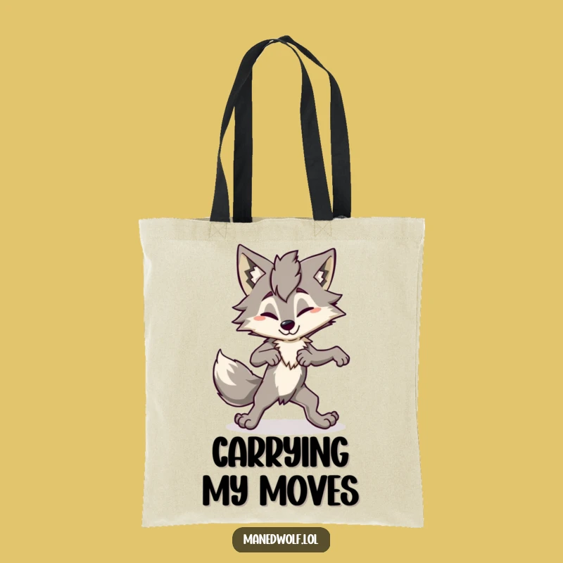 Funny Maned Wolf Tote Bag: Awkward Dance Style, Fun Carryall Gift!