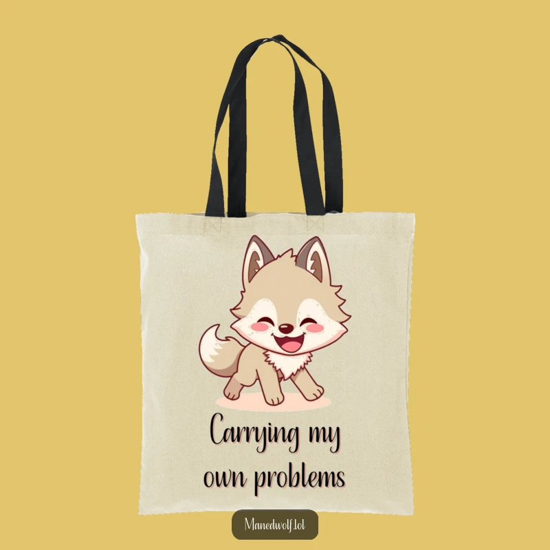 Funny Maned Wolf Shadow Chase Tote Bag: Carry Your Laughs in Style!