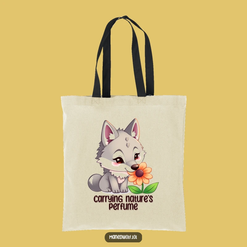 Funny Maned Wolf Flower Sniff Tote Bag: Carry Your Curiosity in Style