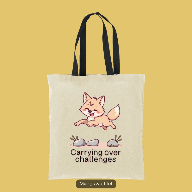 Funny Maned Wolf Leaping Tote Bag - Carry Your Agility Gift
