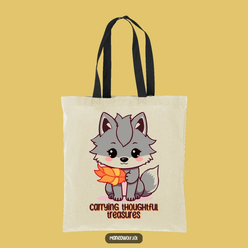 Funny Kawaii Maned Wolf Feather Tote Bag: Carry Kindness, Stylish Funny Gift!