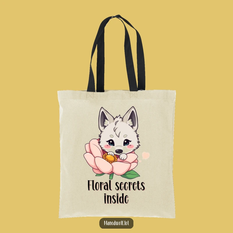 Funny Kawaii Maned Wolf Tote Bag - Adorable Flower Shopping Bag Gift