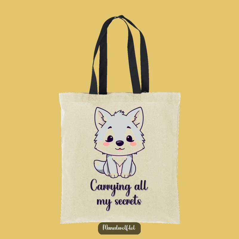 Funny Kawaii Maned Wolf Tote Bag: Surprised Pup, Stylish and Funny Gift!