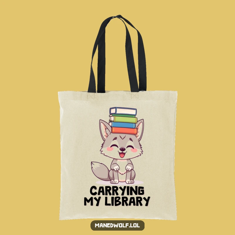 Funny Maned Wolf Book Balance Tote Bag - Carry Your Knowledge!