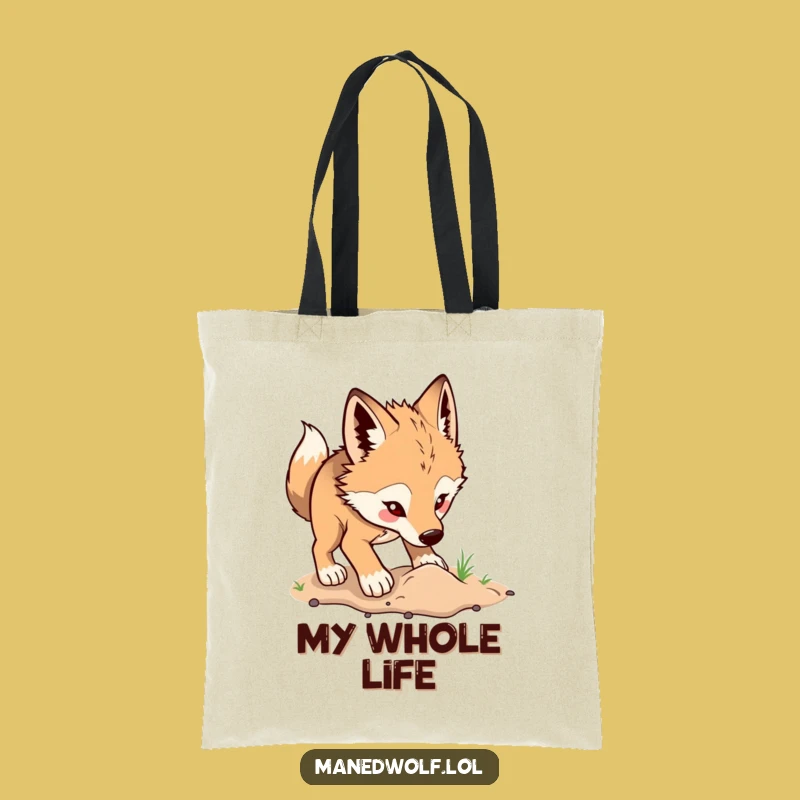 Funny Maned Wolf Digging Tote Bag: Carry Your Excitement Everywhere!
