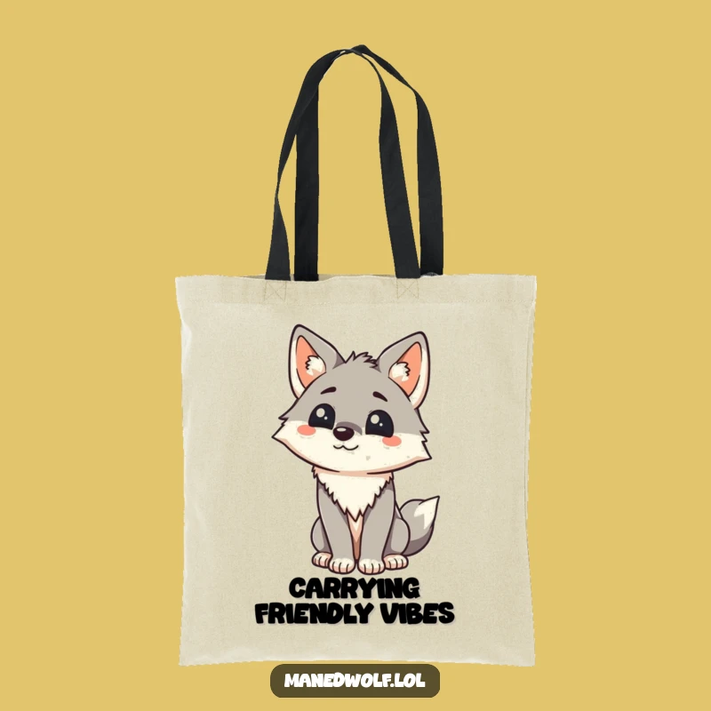 Funny Maned Wolf Tote Bag: Carry Your Welcome with this Kawaii Wolf