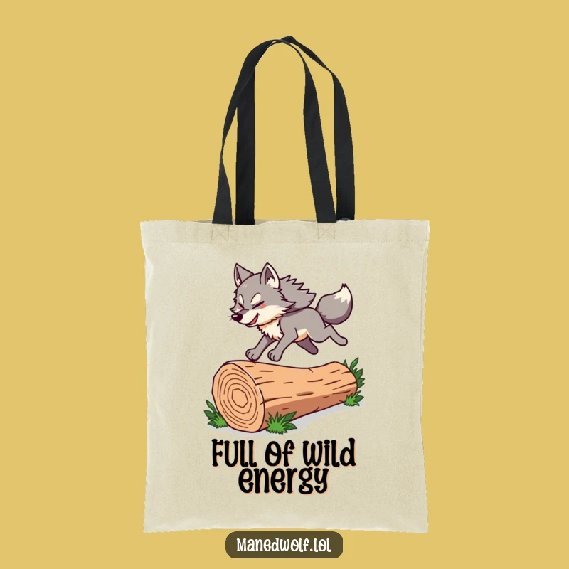 Funny Maned Wolf Tote Bag: Energetic Leap Design, Practical and Fun Gift!