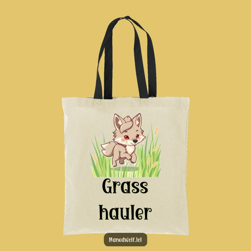 Funny Maned Wolf Trotting Tote Bag: Carry Your Happy Trails