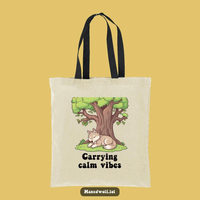 Funny Peaceful Maned Wolf Tote Bag - Carry Calmness Everywhere
