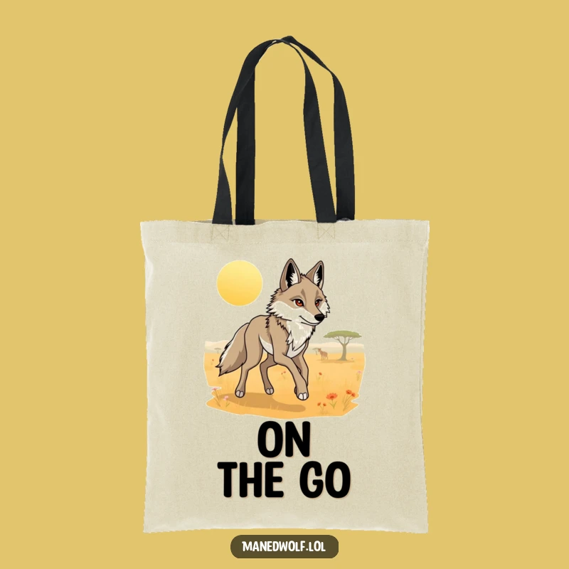 Funny Maned Wolf Savanna Trot Tote Bag: Carry Elegance Daily!
